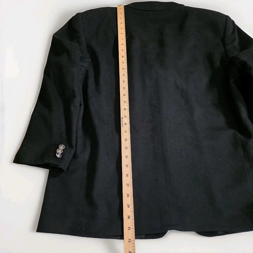 Saxon Cashmere Blazer Men US 50 Sport Coat Blck Lined Union Made 3B Ventless VTG